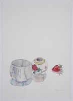 Japanische Gefe mit Erdbeere, 2006, Aquarell und Graphit auf Hadern